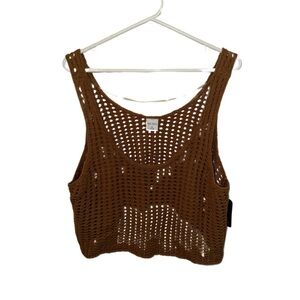 Wild Fable Brown Cut Out Crop Tank Top